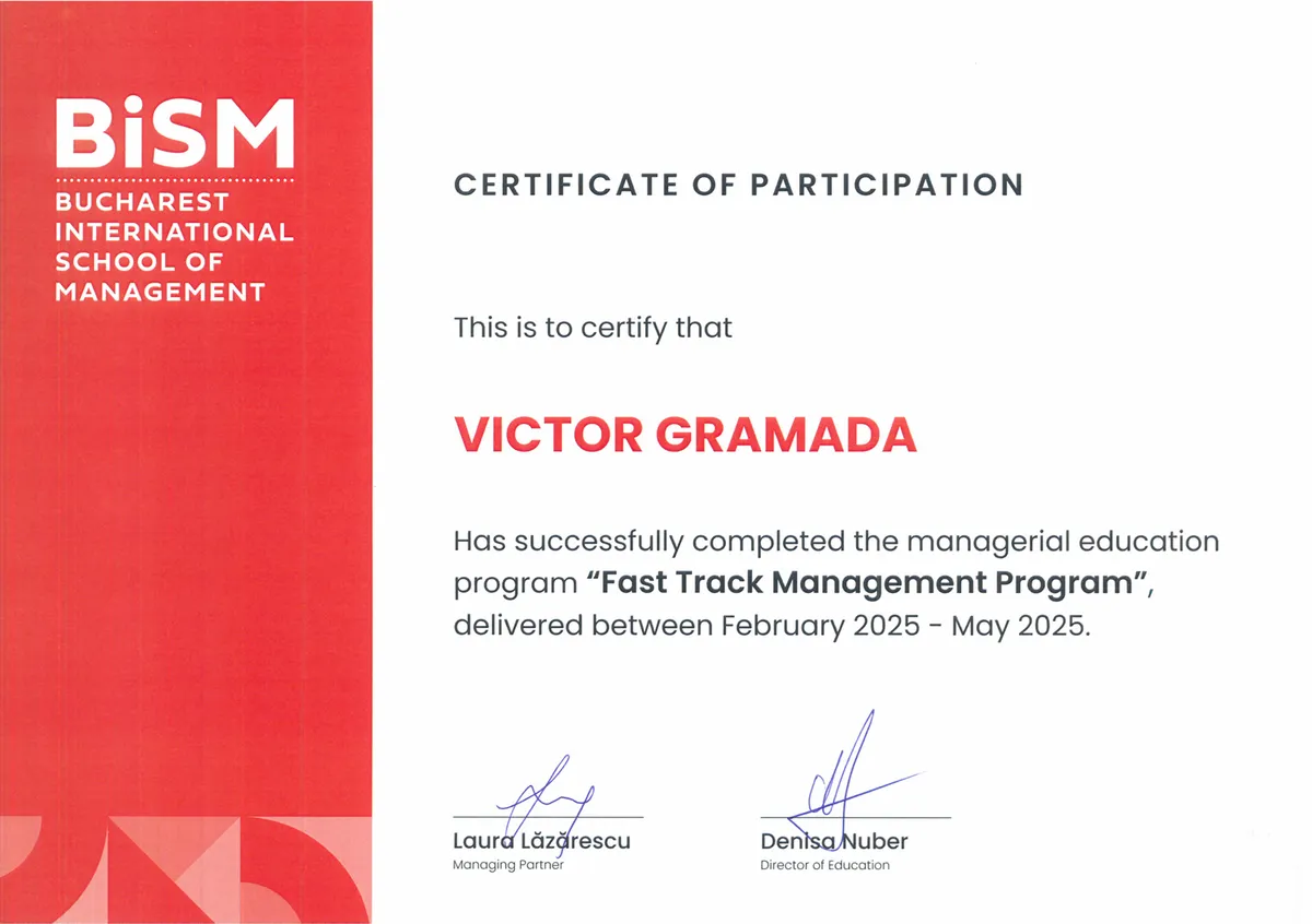 Certificat Fast Track Management — BISM