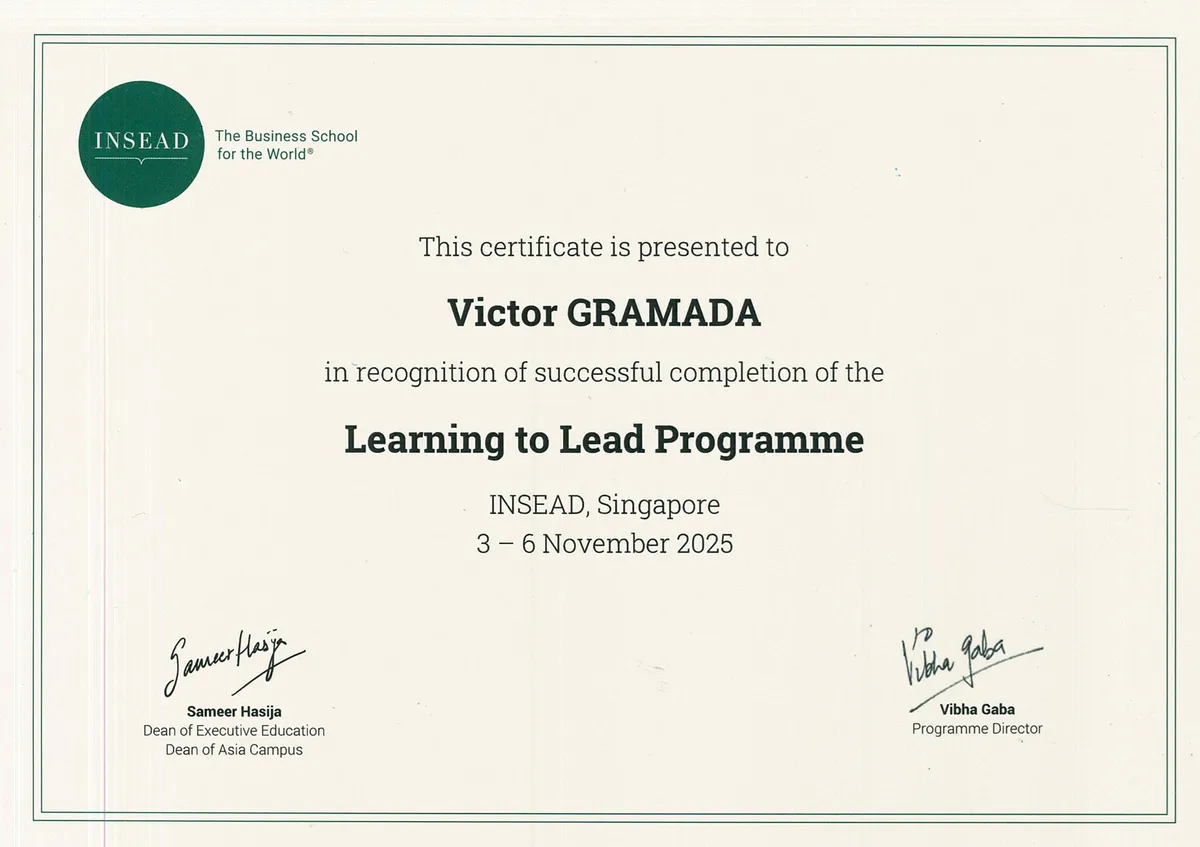Certificat Learning to Lead — INSEAD